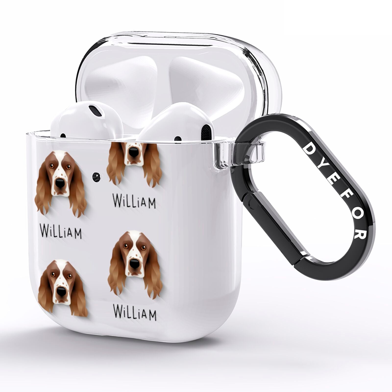 Welsh Springer Spaniel Icon with Name AirPods Clear Case Side Image