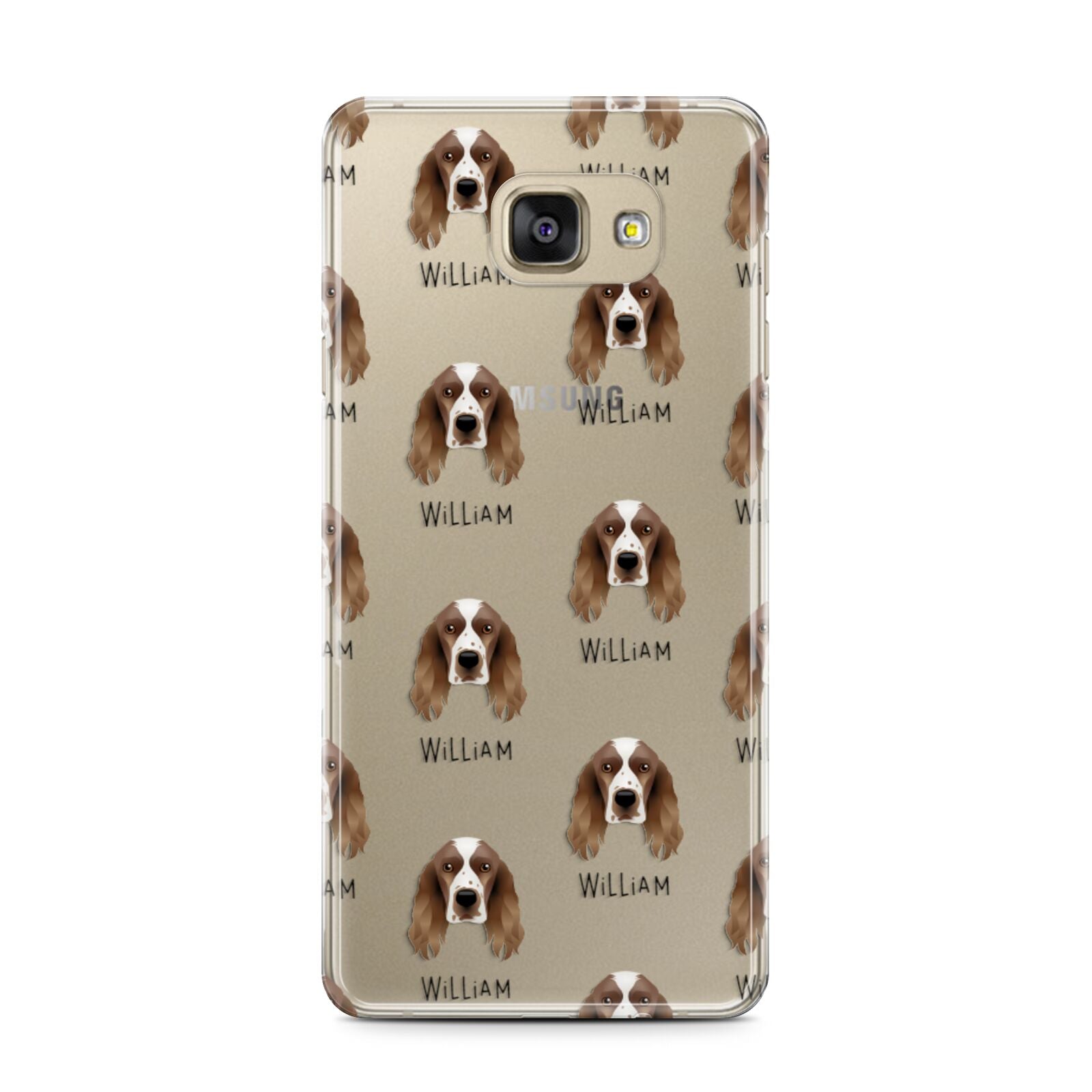 Welsh Springer Spaniel Icon with Name Samsung Galaxy A7 2016 Case on gold phone
