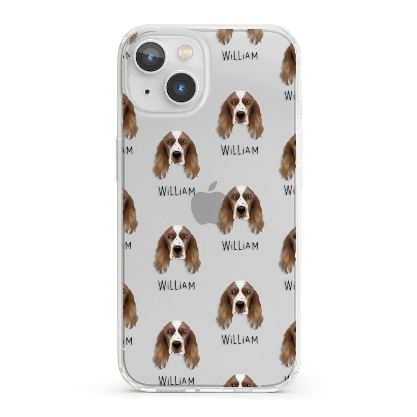 Welsh Springer Spaniel Icon with Name iPhone 13 Clear Bumper Case