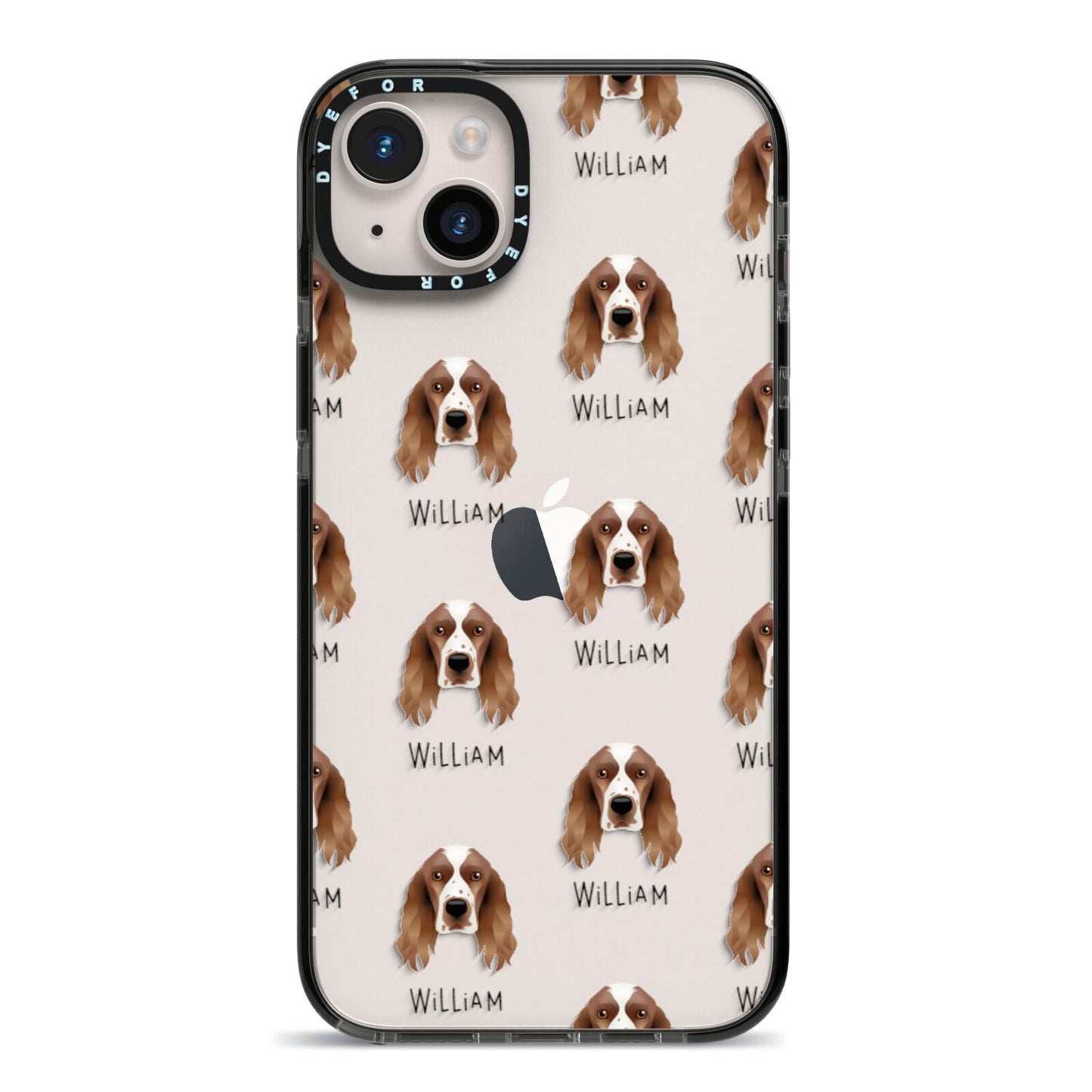 Welsh Springer Spaniel Icon with Name iPhone 14 Plus Black Impact Case on Silver phone