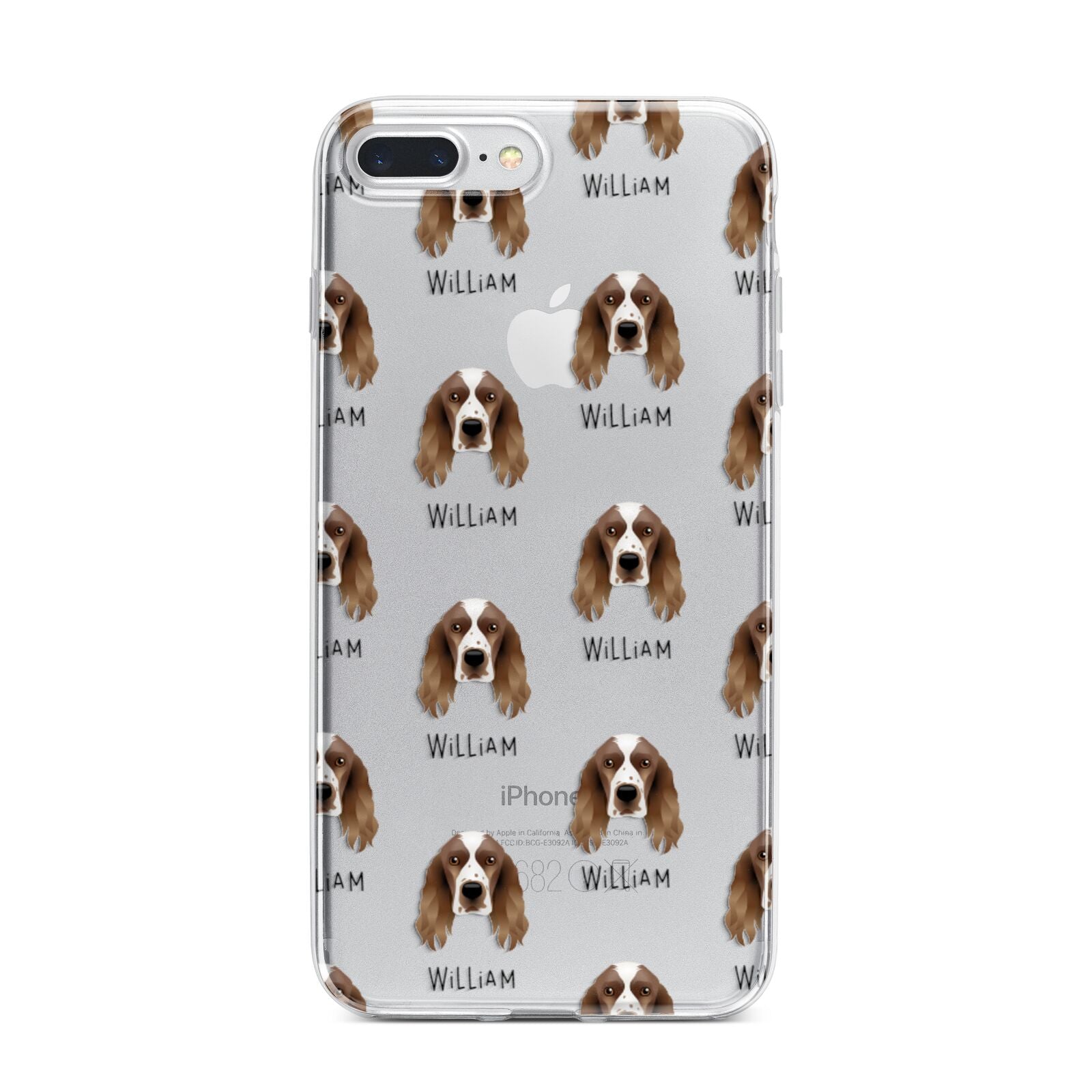 Welsh Springer Spaniel Icon with Name iPhone 7 Plus Bumper Case on Silver iPhone