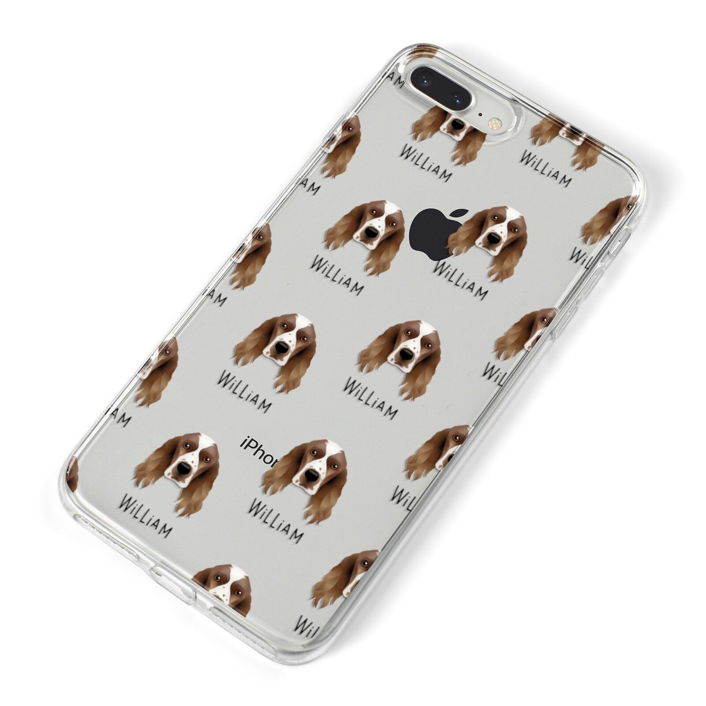Welsh Springer Spaniel Icon with Name iPhone 8 Plus Bumper Case on Silver iPhone Alternative Image