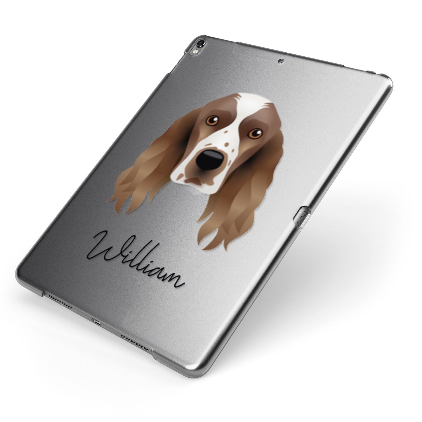 Welsh Springer Spaniel Personalised Apple iPad Case on Grey iPad Side View