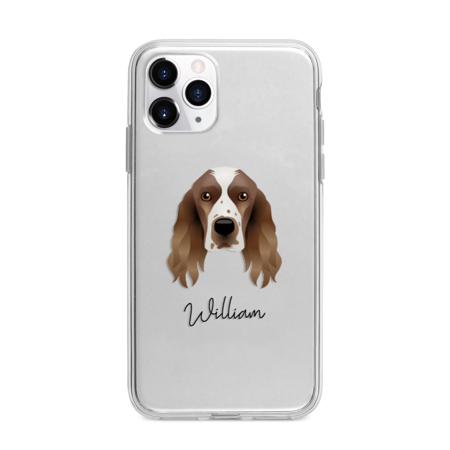 Welsh Springer Spaniel Personalised Apple iPhone 11 Pro Max in Silver with Bumper Case