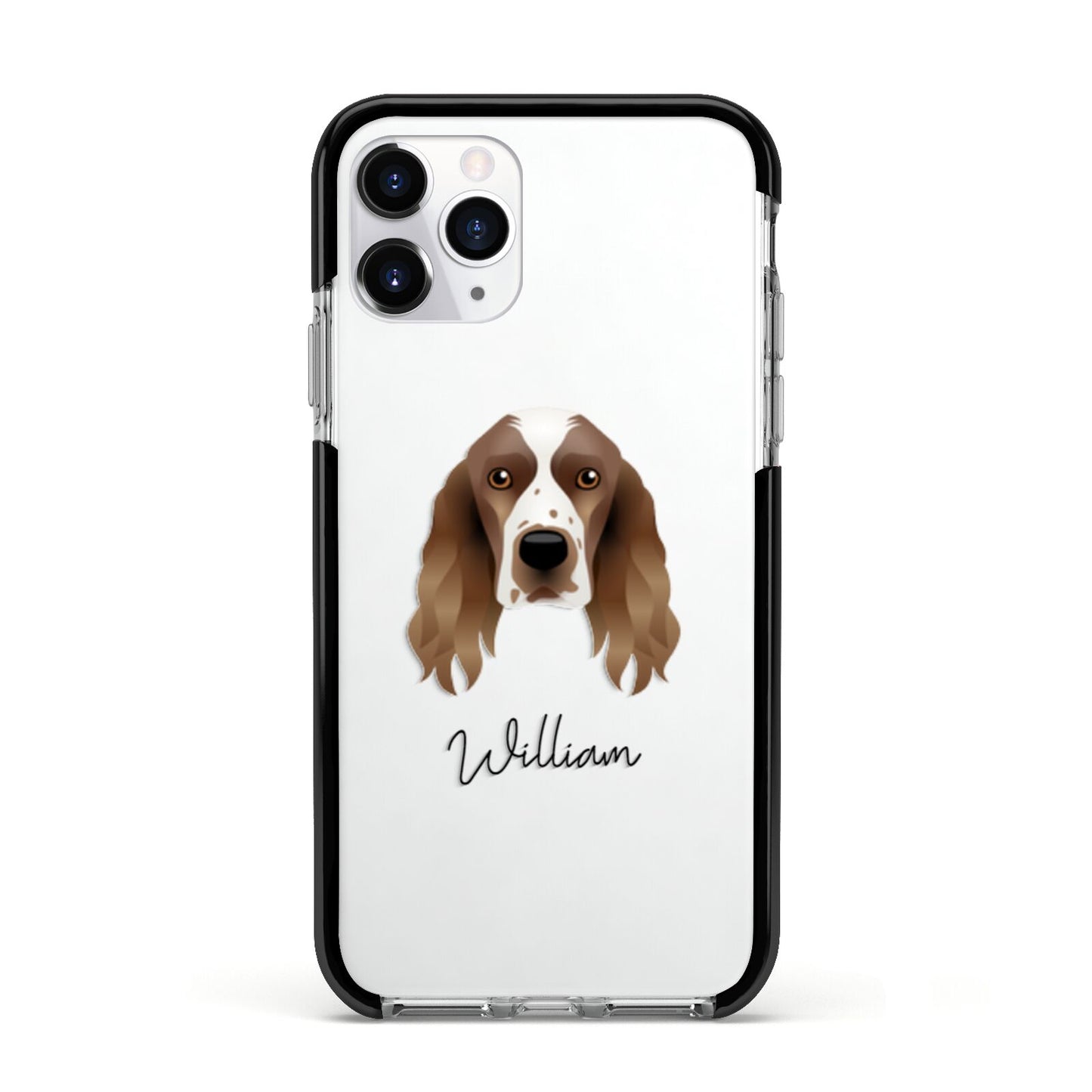 Welsh Springer Spaniel Personalised Apple iPhone 11 Pro in Silver with Black Impact Case