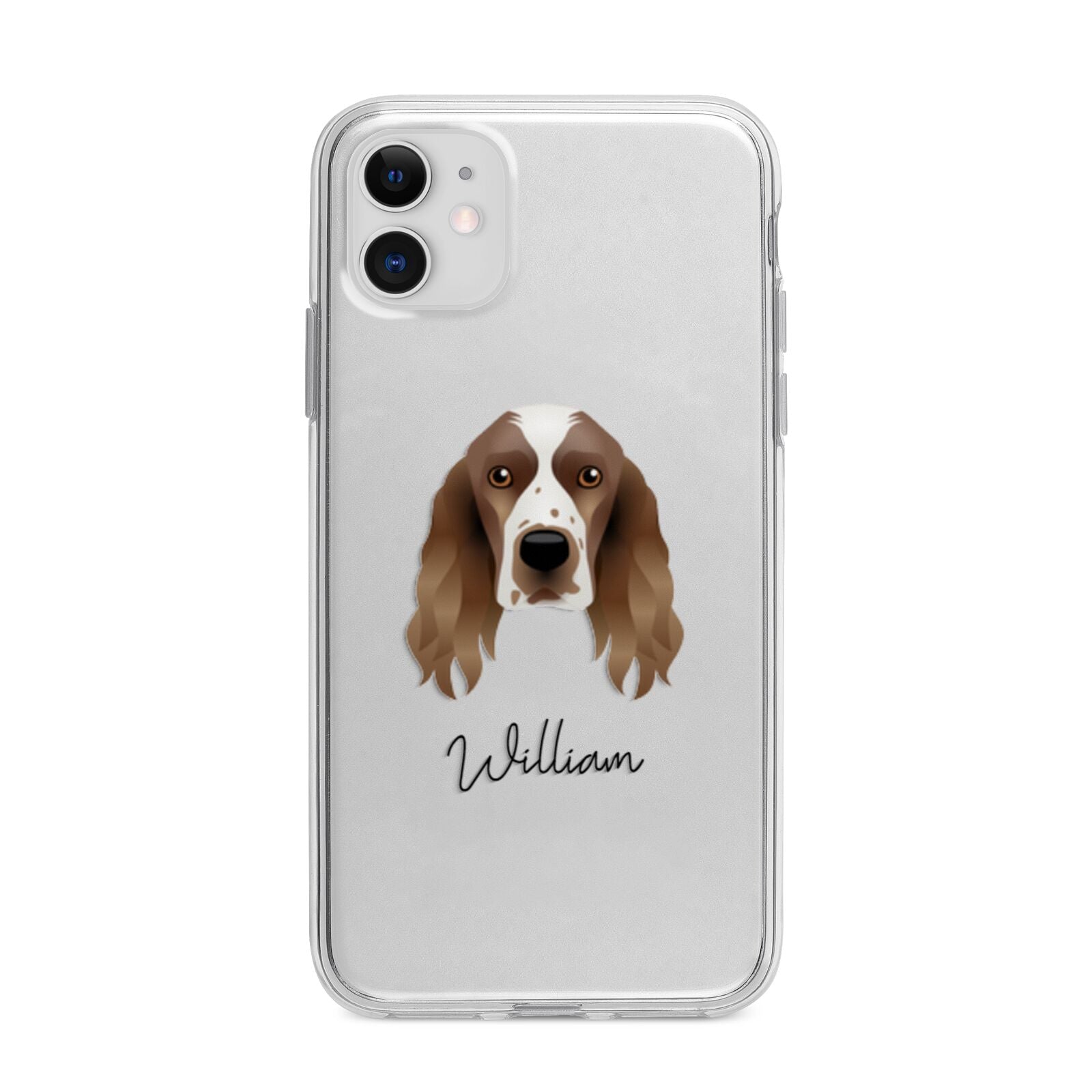 Welsh Springer Spaniel Personalised Apple iPhone 11 in White with Bumper Case