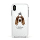Welsh Springer Spaniel Personalised Apple iPhone Xs Impact Case White Edge on Silver Phone