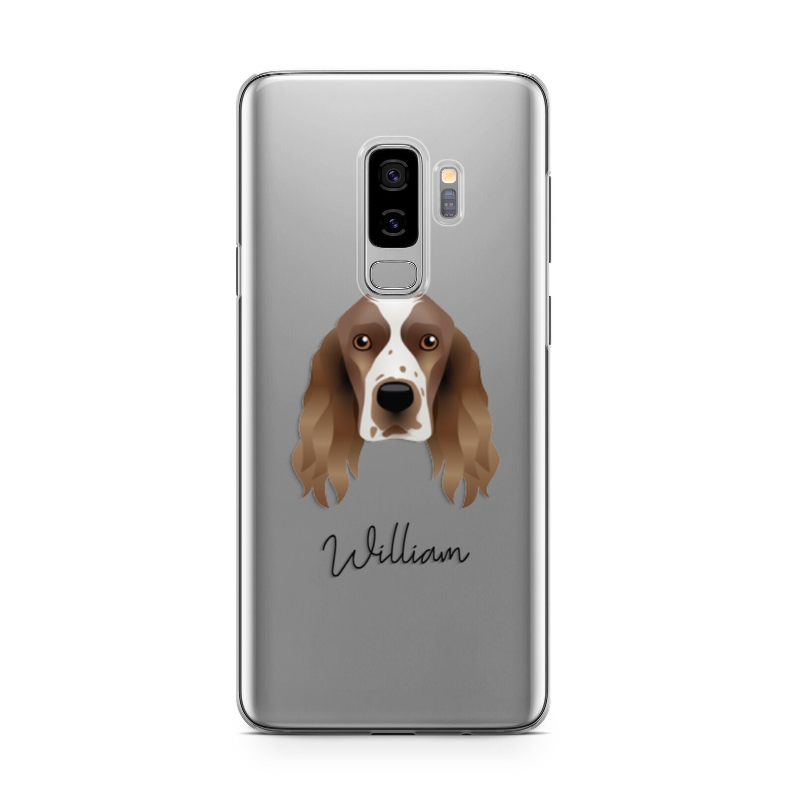 Welsh Springer Spaniel Personalised Samsung Galaxy S9 Plus Case on Silver phone