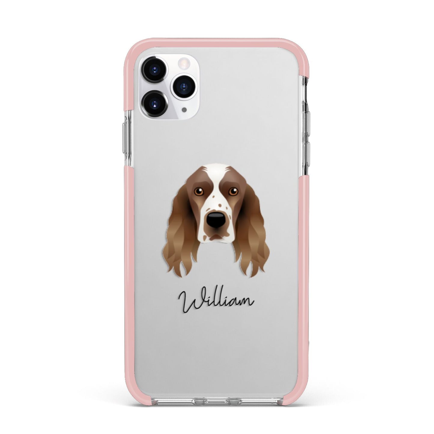 Welsh Springer Spaniel Personalised iPhone 11 Pro Max Impact Pink Edge Case
