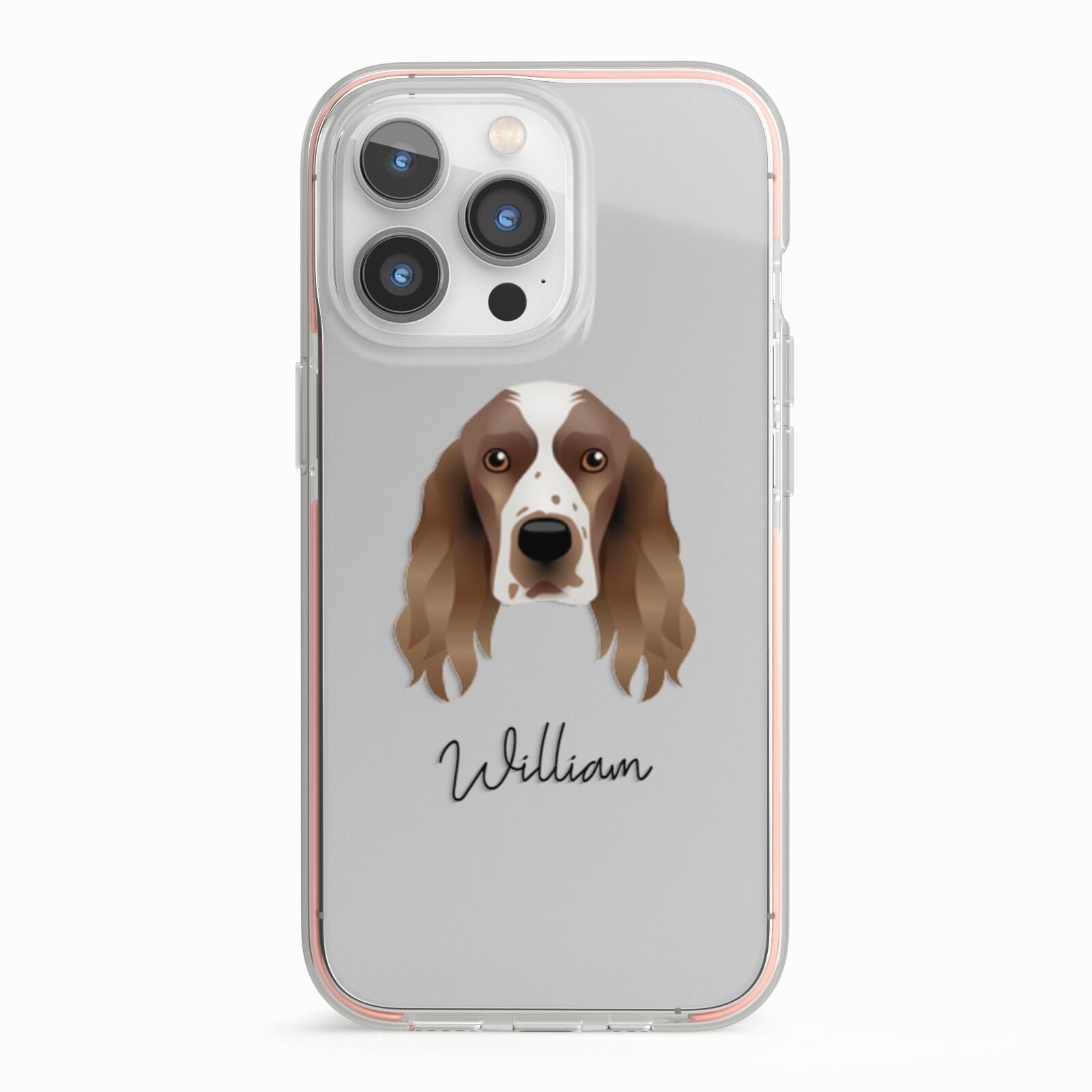 Welsh Springer Spaniel Personalised iPhone 13 Pro TPU Impact Case with Pink Edges