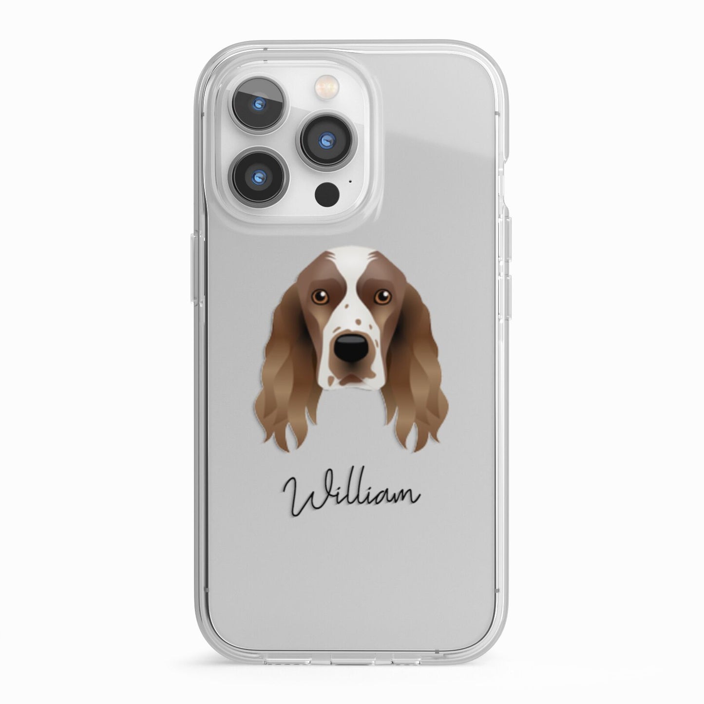 Welsh Springer Spaniel Personalised iPhone 13 Pro TPU Impact Case with White Edges