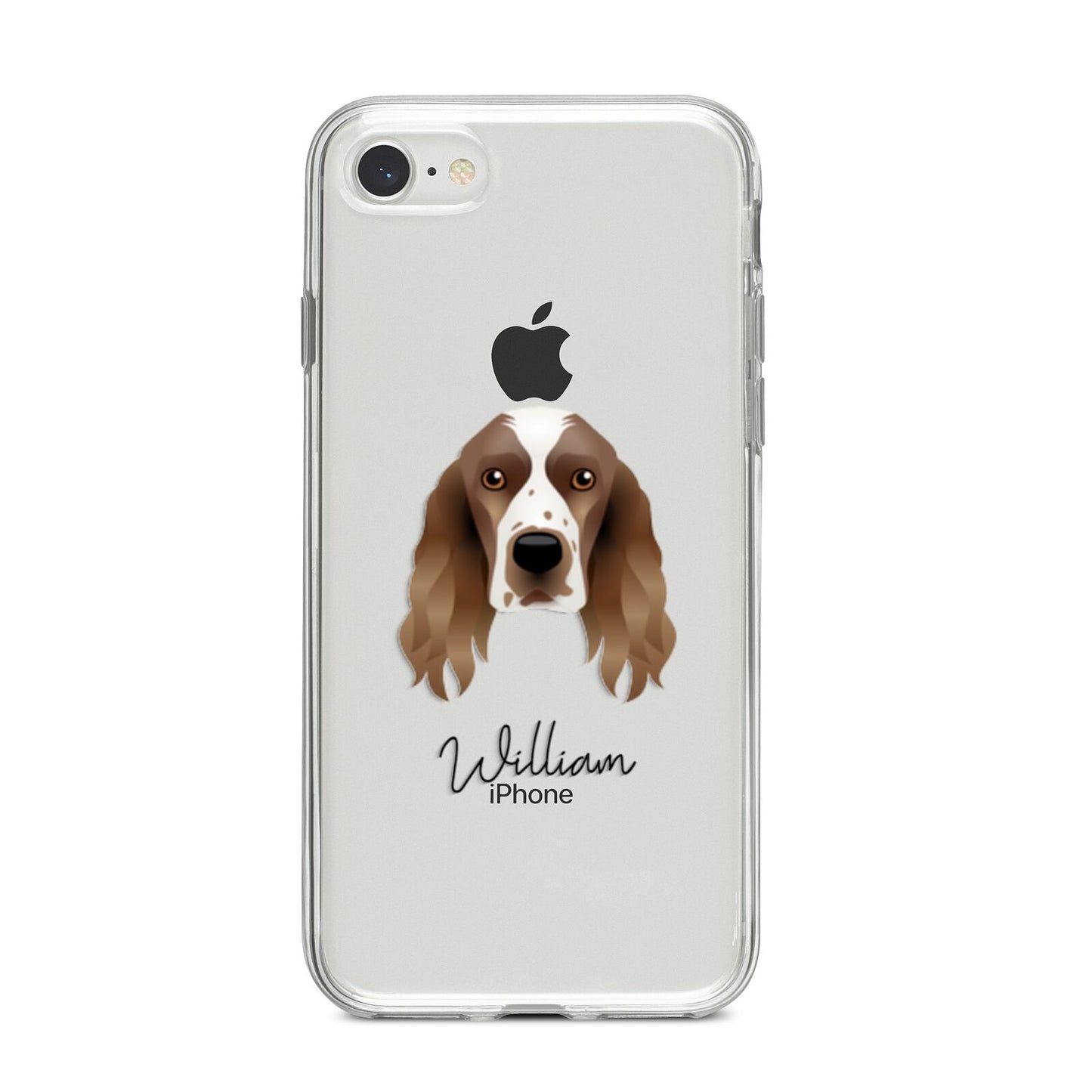 Welsh Springer Spaniel Personalised iPhone 8 Bumper Case on Silver iPhone