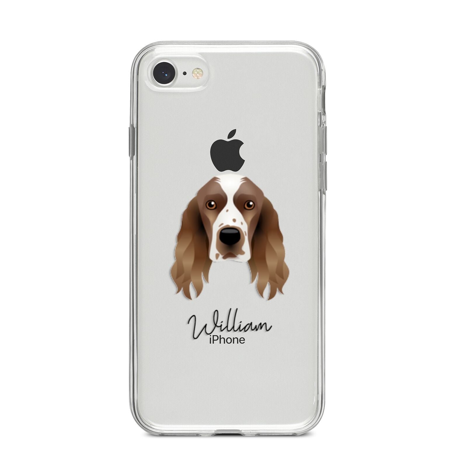 Welsh Springer Spaniel Personalised iPhone 8 Bumper Case on Silver iPhone