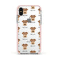 Welsh Terrier Icon with Name Apple iPhone Xs Impact Case Pink Edge on Silver Phone
