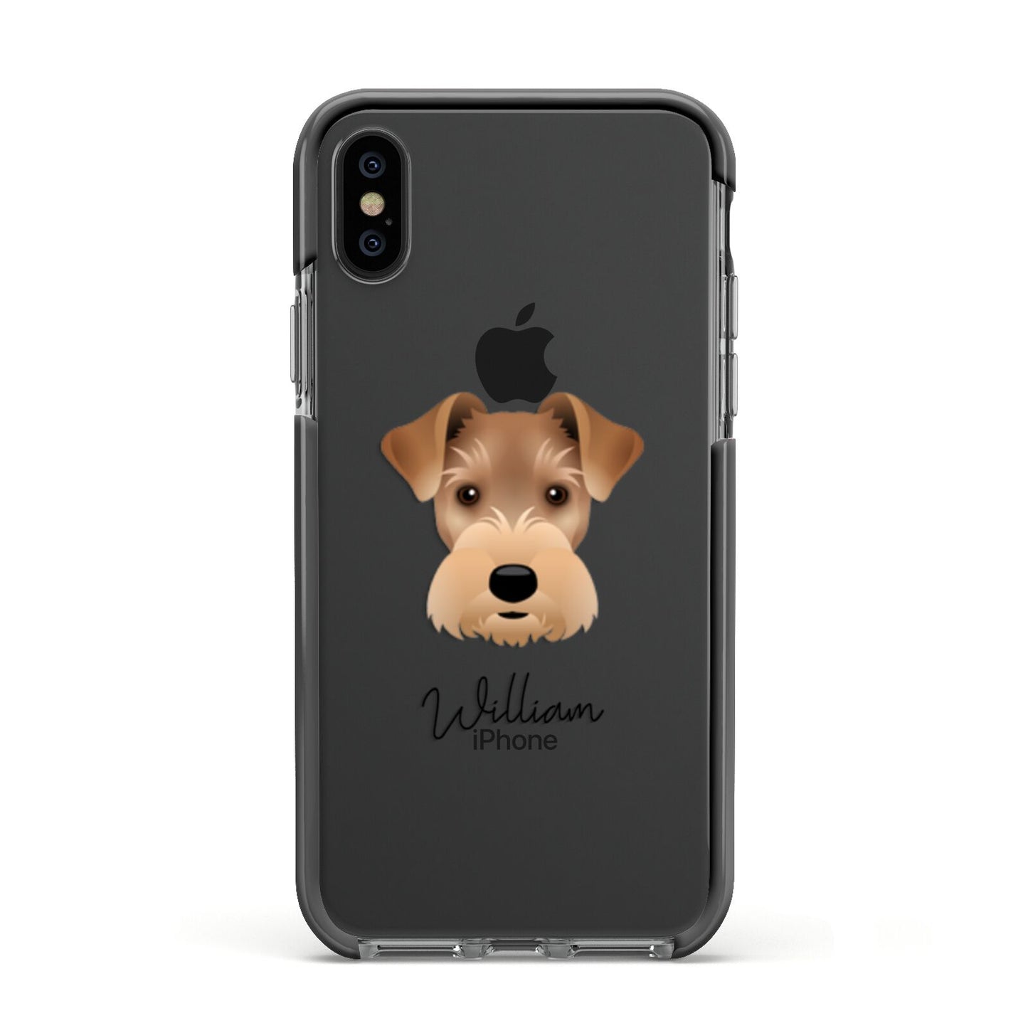 Welsh Terrier Personalised Apple iPhone Xs Impact Case Black Edge on Black Phone
