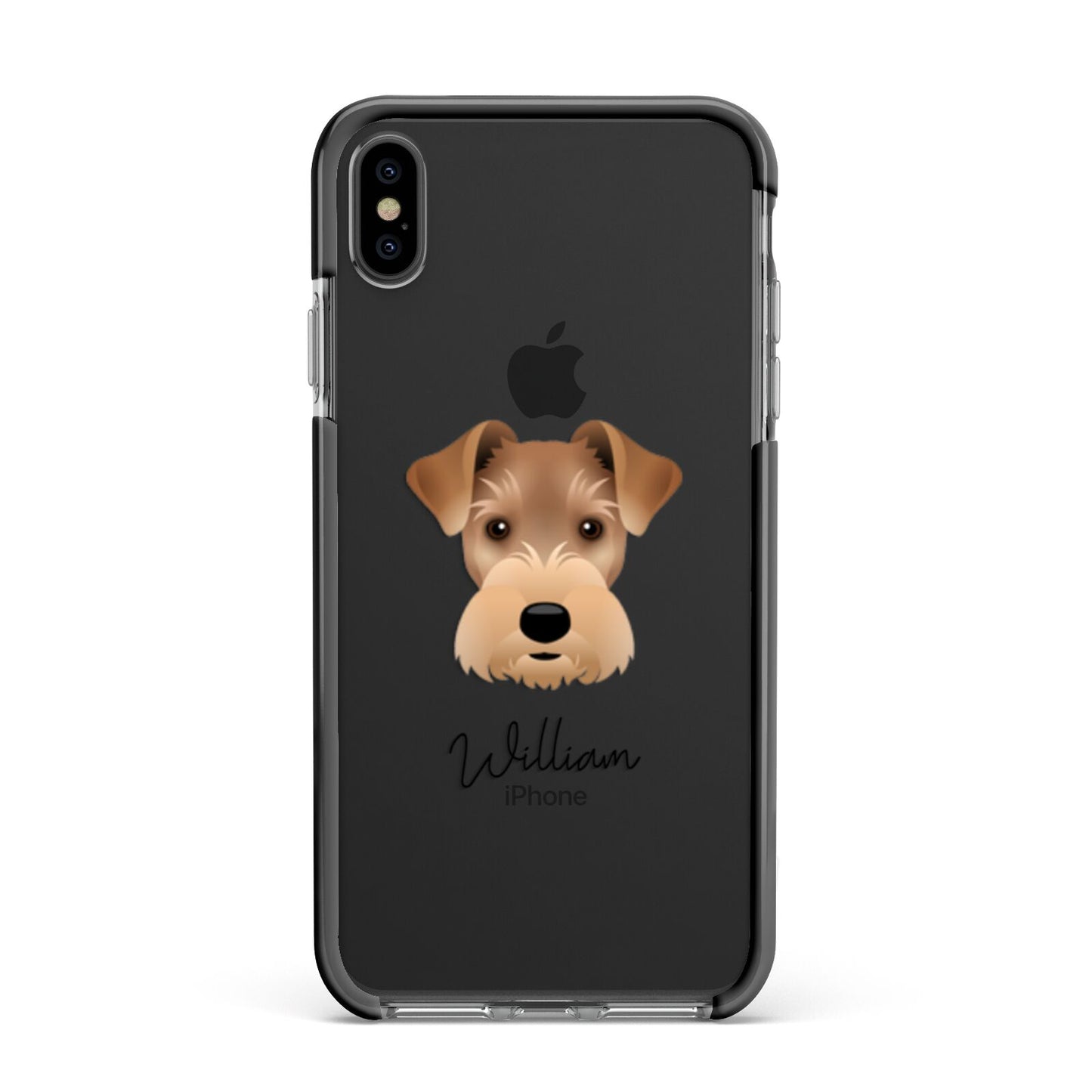 Welsh Terrier Personalised Apple iPhone Xs Max Impact Case Black Edge on Black Phone