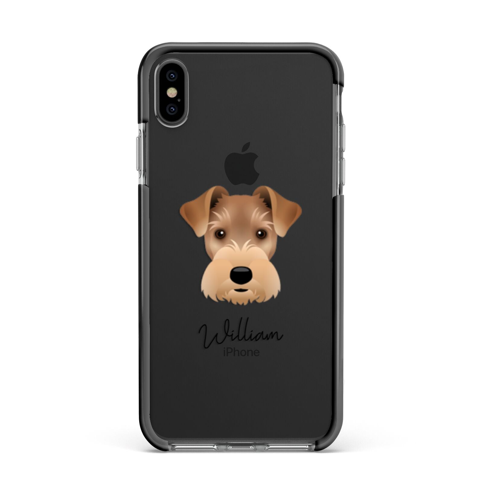 Welsh Terrier Personalised Apple iPhone Xs Max Impact Case Black Edge on Black Phone