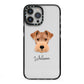 Welsh Terrier Personalised iPhone 13 Pro Max Black Impact Case on Silver phone
