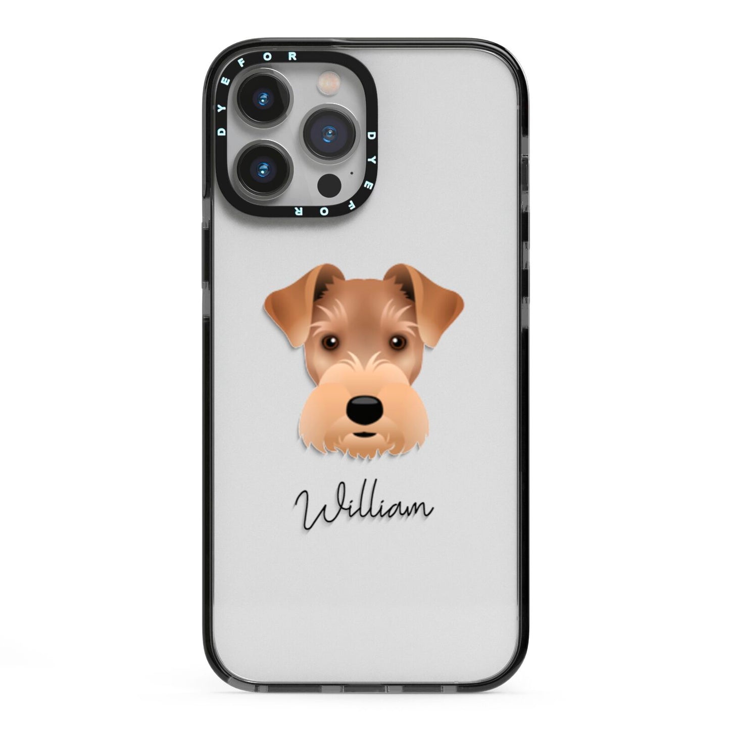 Welsh Terrier Personalised iPhone 13 Pro Max Black Impact Case on Silver phone