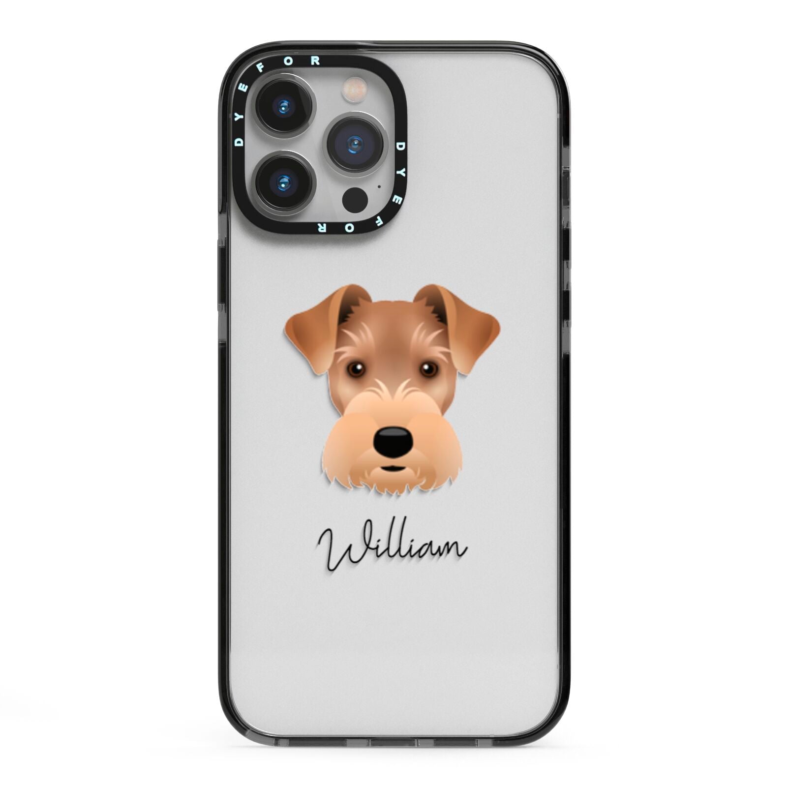 Welsh Terrier Personalised iPhone 13 Pro Max Black Impact Case on Silver phone