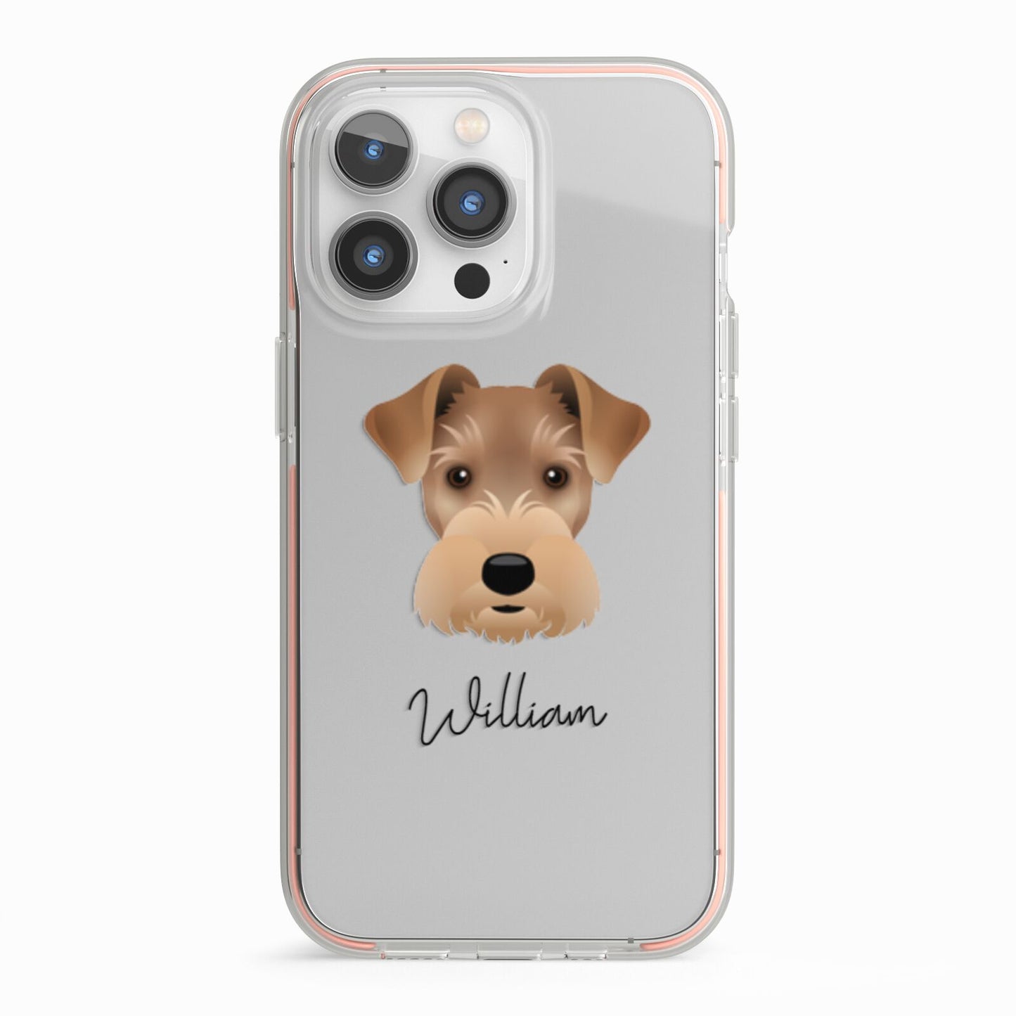 Welsh Terrier Personalised iPhone 13 Pro TPU Impact Case with Pink Edges