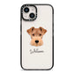 Welsh Terrier Personalised iPhone 14 Black Impact Case on Silver phone