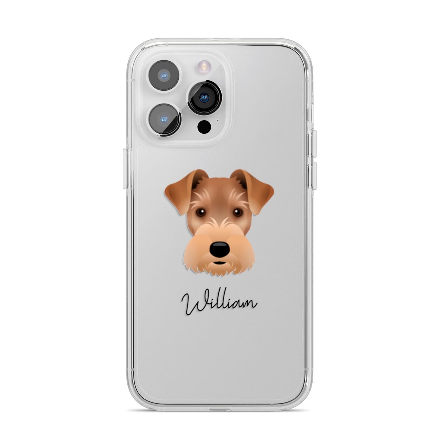 Welsh Terrier Personalised iPhone 14 Pro Max Clear Tough Case Silver