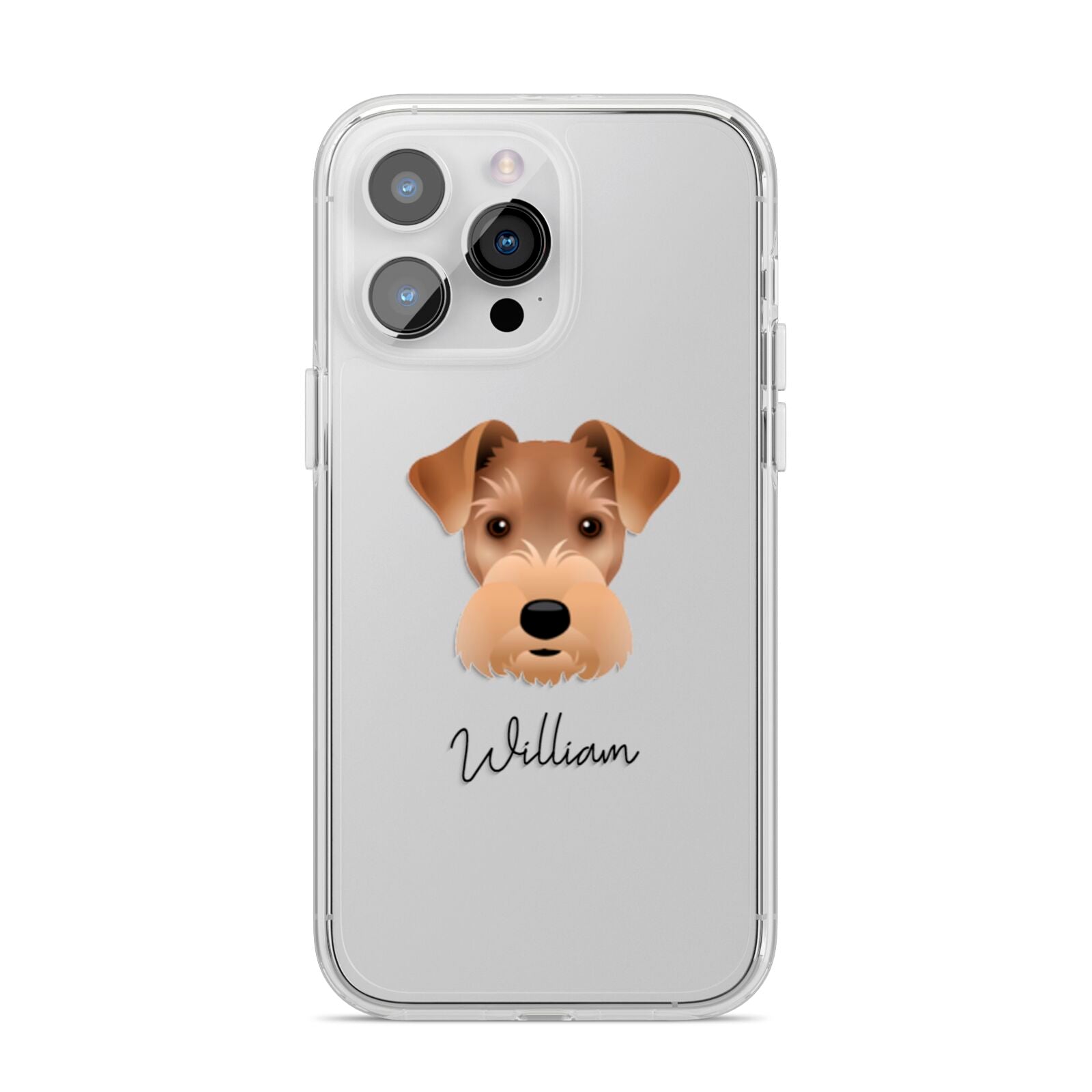Welsh Terrier Personalised iPhone 14 Pro Max Clear Tough Case Silver