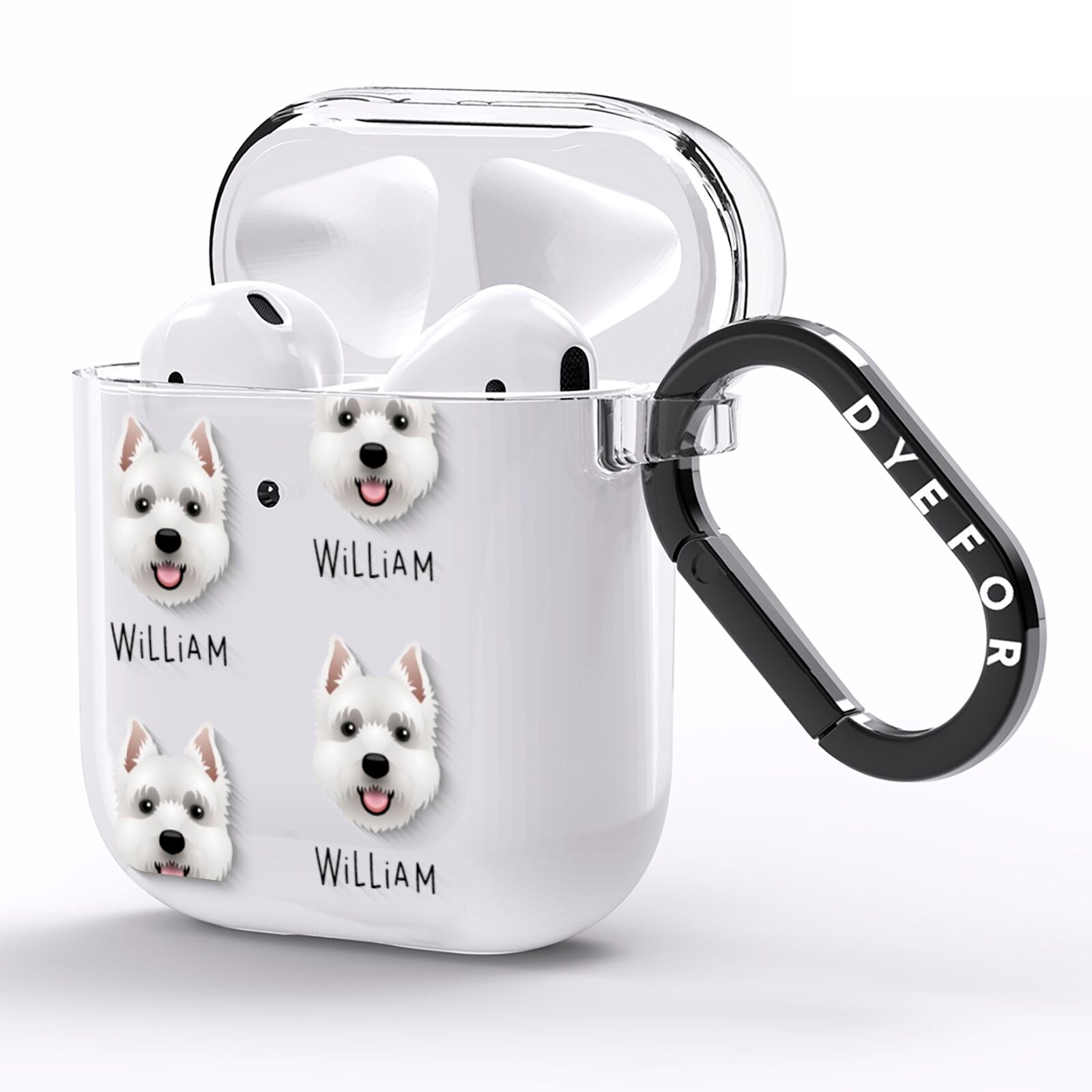 West Highland White Terrier Icon with Name AirPods Clear Case Side Image