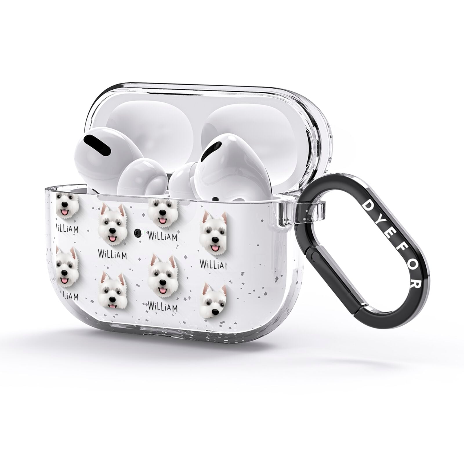 West Highland White Terrier Icon with Name AirPods Glitter Case 3rd Gen Side Image