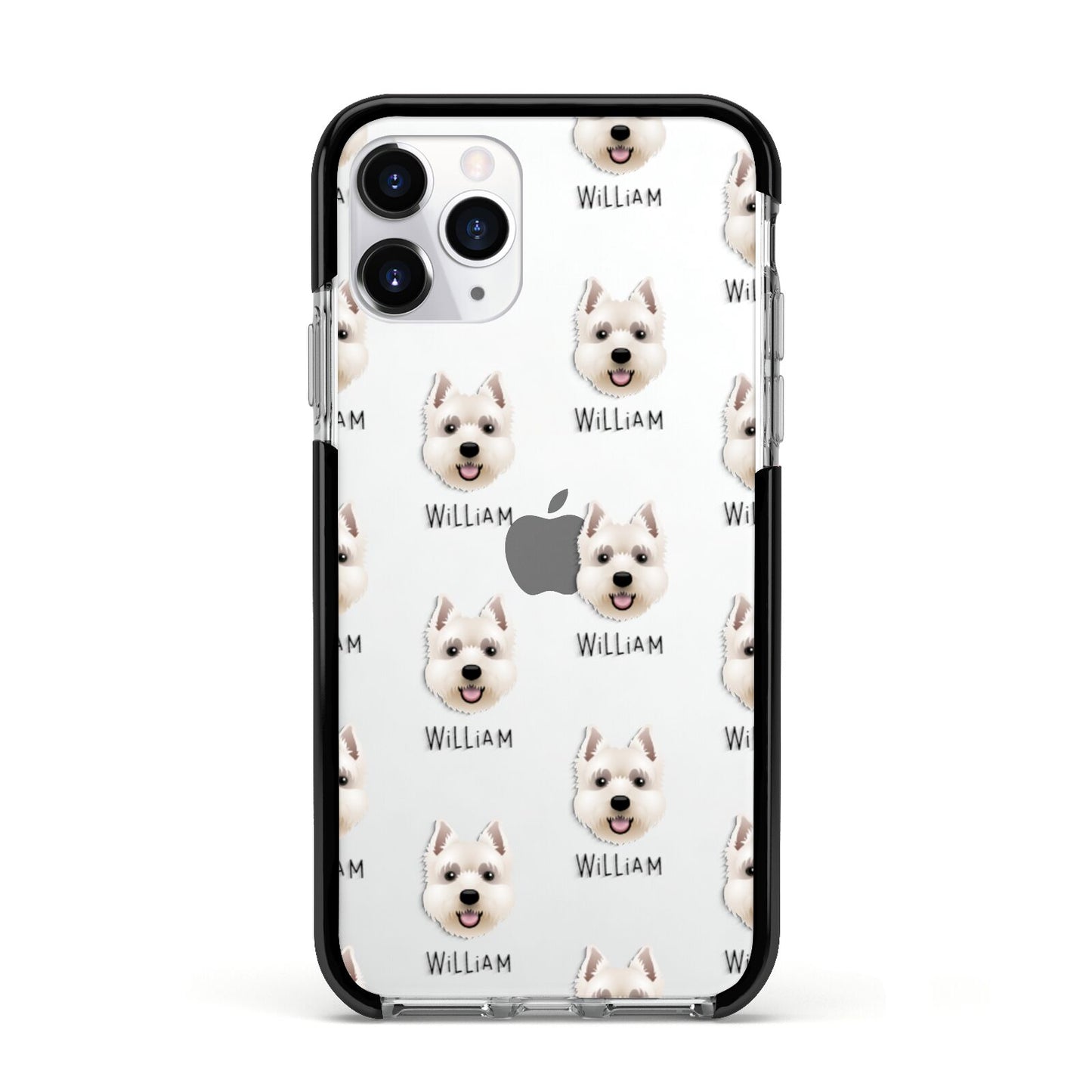West Highland White Terrier Icon with Name Apple iPhone 11 Pro in Silver with Black Impact Case