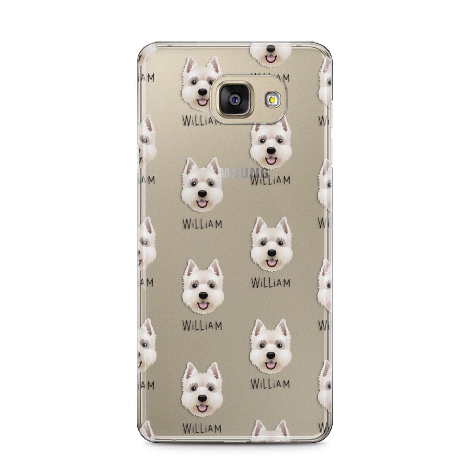 West Highland White Terrier Icon with Name Samsung Galaxy A5 2016 Case on gold phone