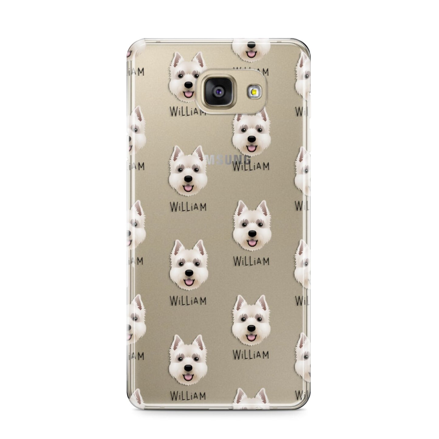 West Highland White Terrier Icon with Name Samsung Galaxy A9 2016 Case on gold phone
