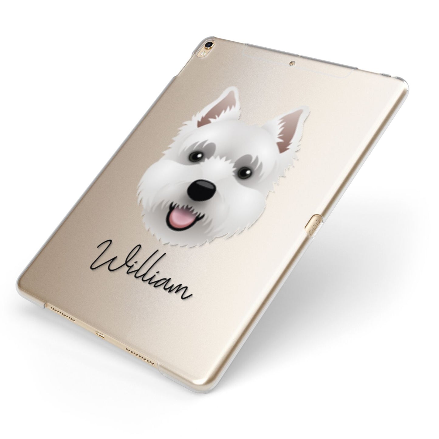 West Highland White Terrier Personalised Apple iPad Case on Gold iPad Side View