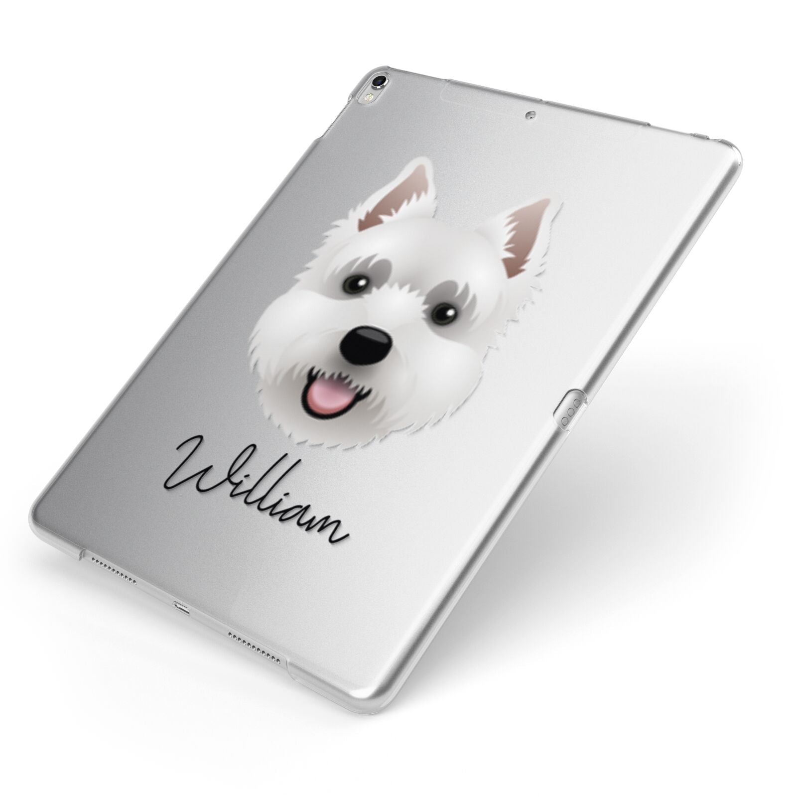 West Highland White Terrier Personalised Apple iPad Case on Silver iPad Side View