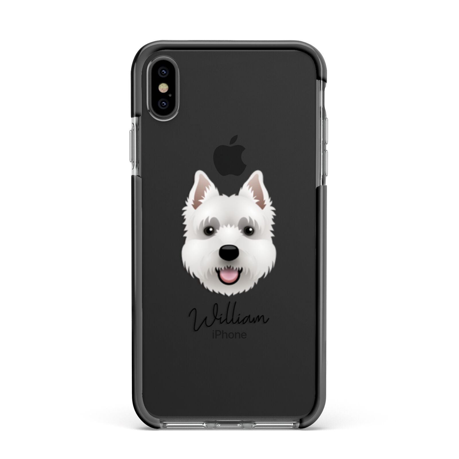 West Highland White Terrier Personalised Apple iPhone Xs Max Impact Case Black Edge on Black Phone