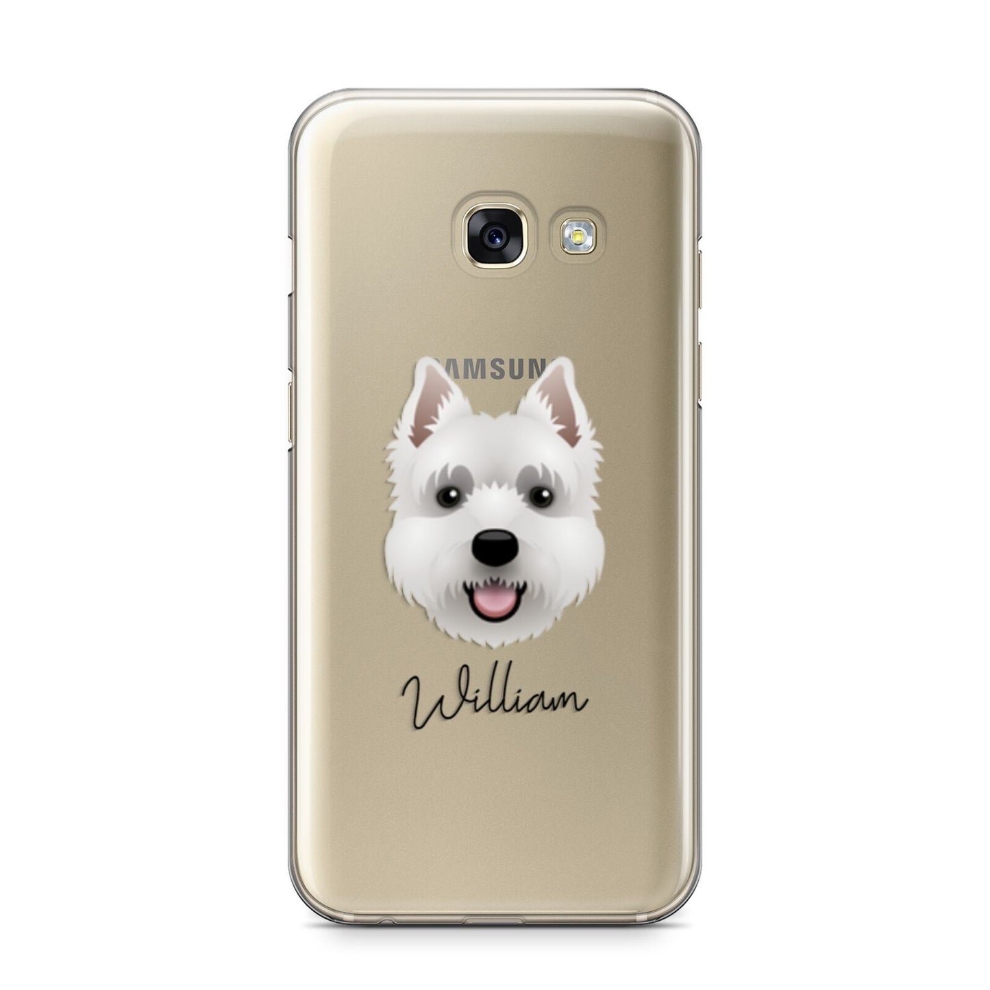 West Highland White Terrier Personalised Samsung Galaxy A3 2017 Case on gold phone