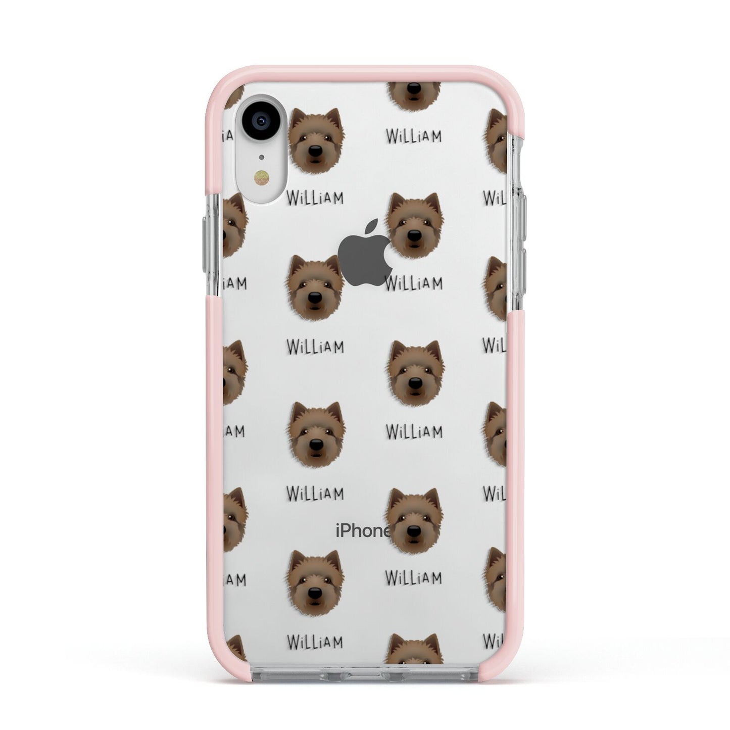 Westiepoo Icon with Name Apple iPhone XR Impact Case Pink Edge on Silver Phone