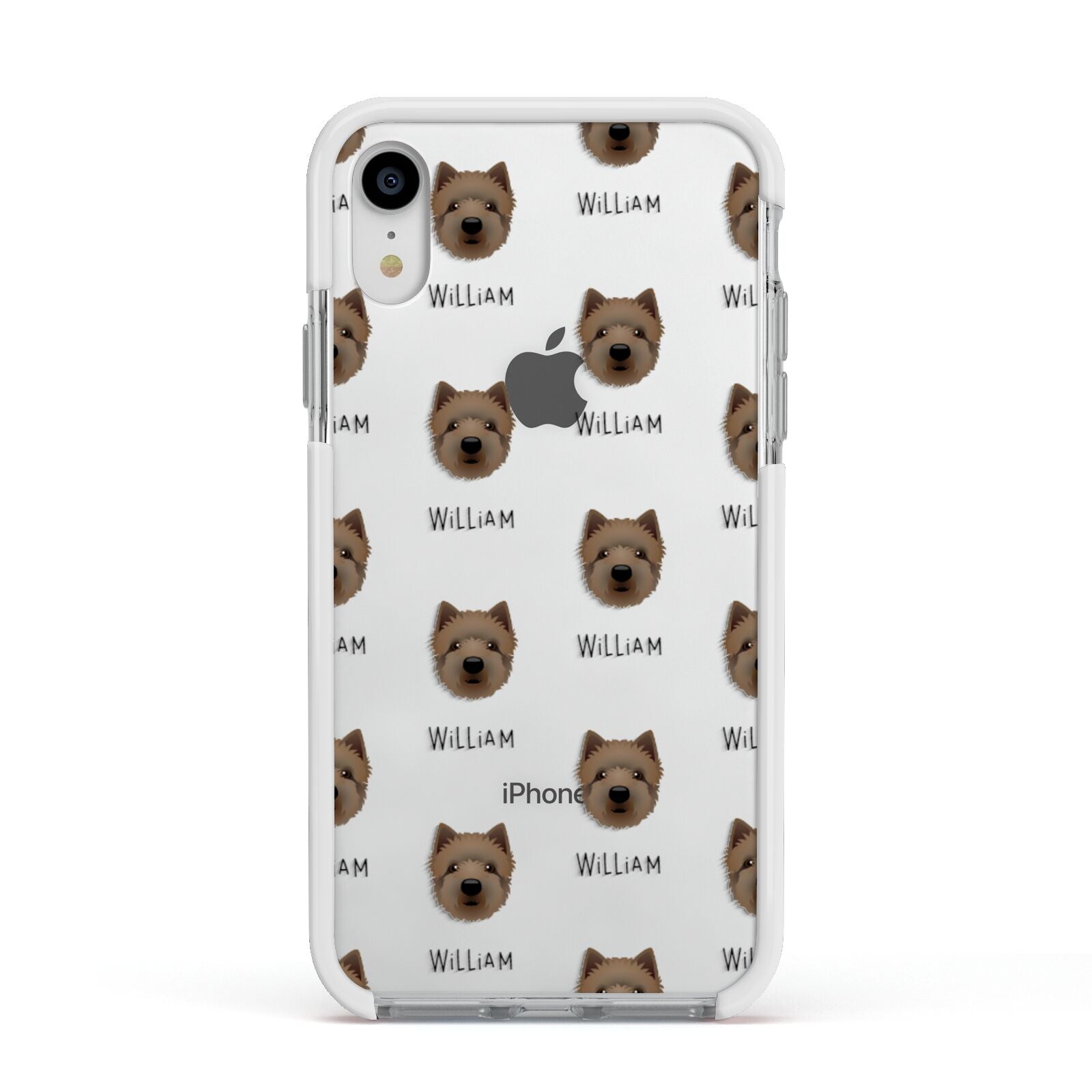 Westiepoo Icon with Name Apple iPhone XR Impact Case White Edge on Silver Phone