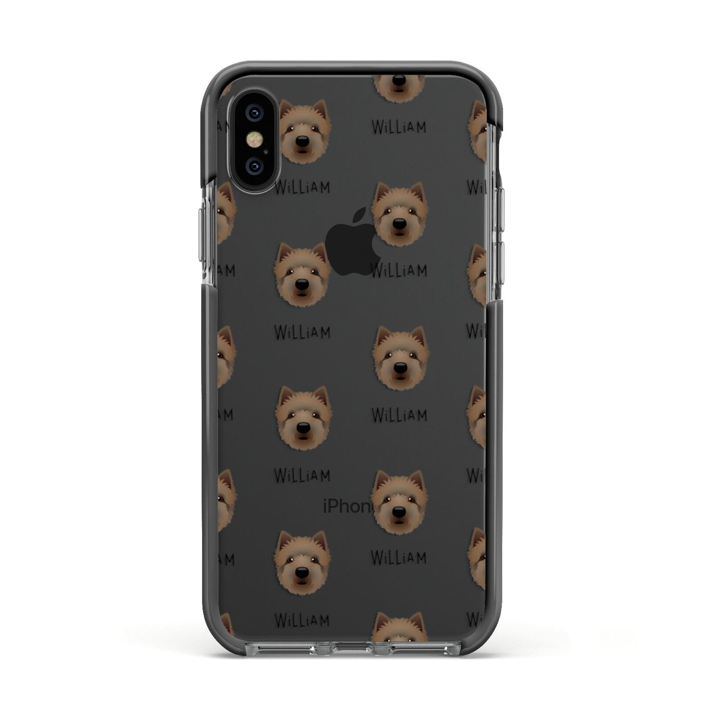 Westiepoo Icon with Name Apple iPhone Xs Impact Case Black Edge on Black Phone