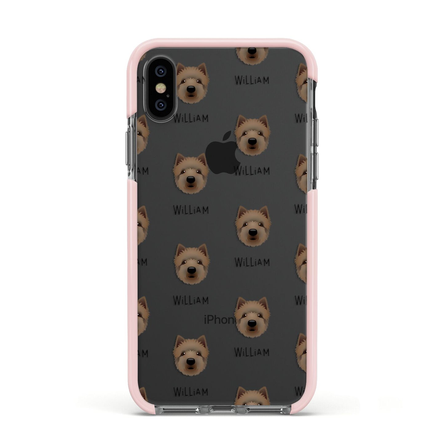 Westiepoo Icon with Name Apple iPhone Xs Impact Case Pink Edge on Black Phone