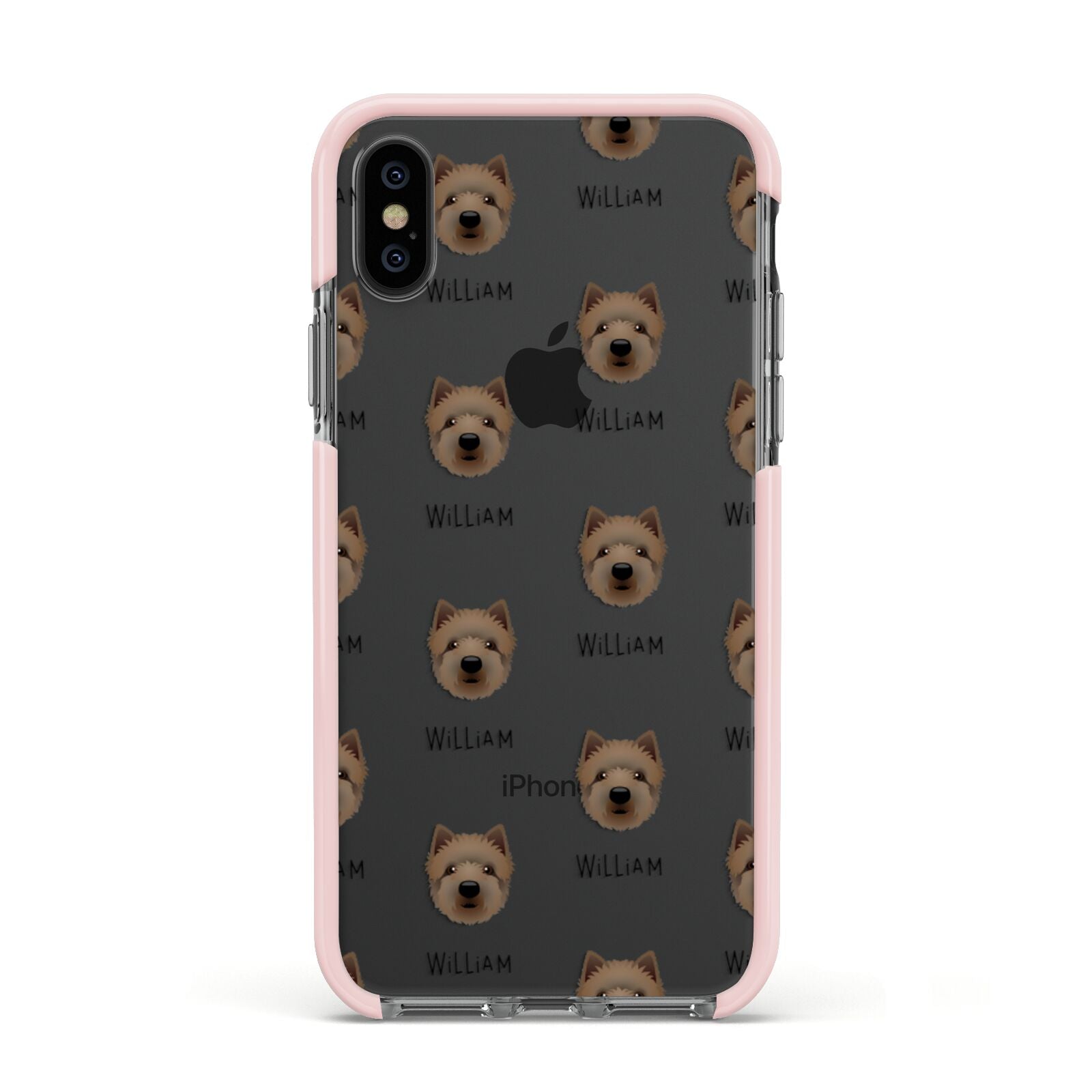 Westiepoo Icon with Name Apple iPhone Xs Impact Case Pink Edge on Black Phone