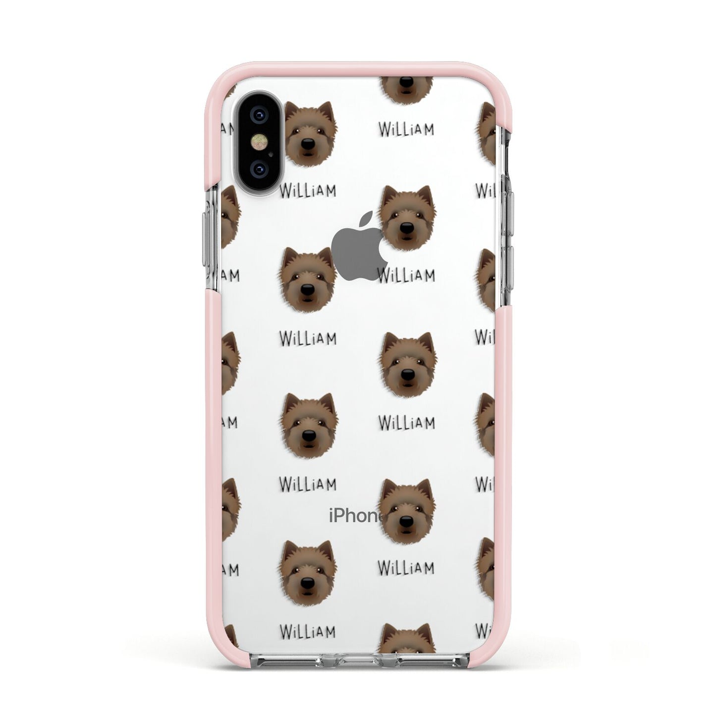 Westiepoo Icon with Name Apple iPhone Xs Impact Case Pink Edge on Silver Phone