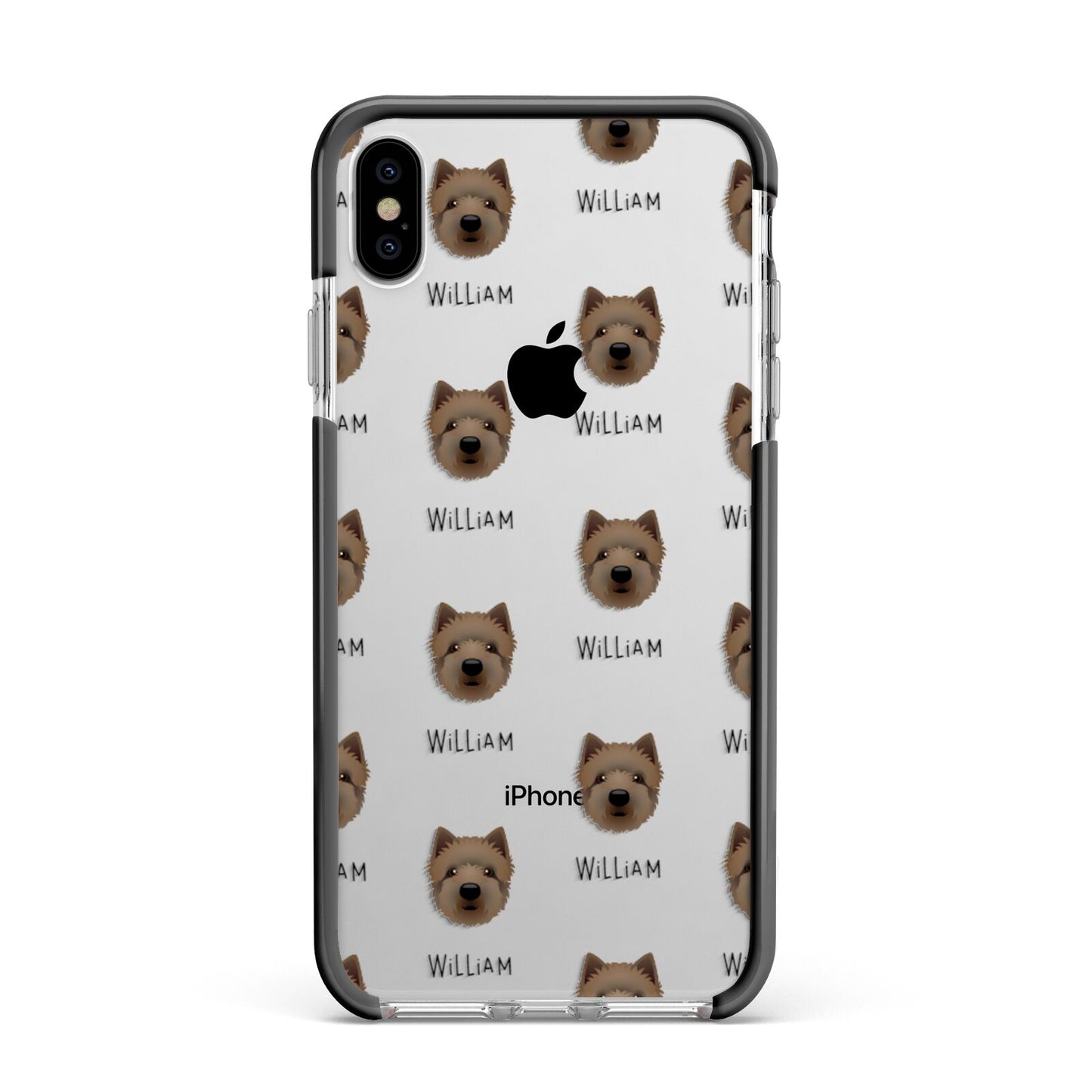 Westiepoo Icon with Name Apple iPhone Xs Max Impact Case Black Edge on Silver Phone