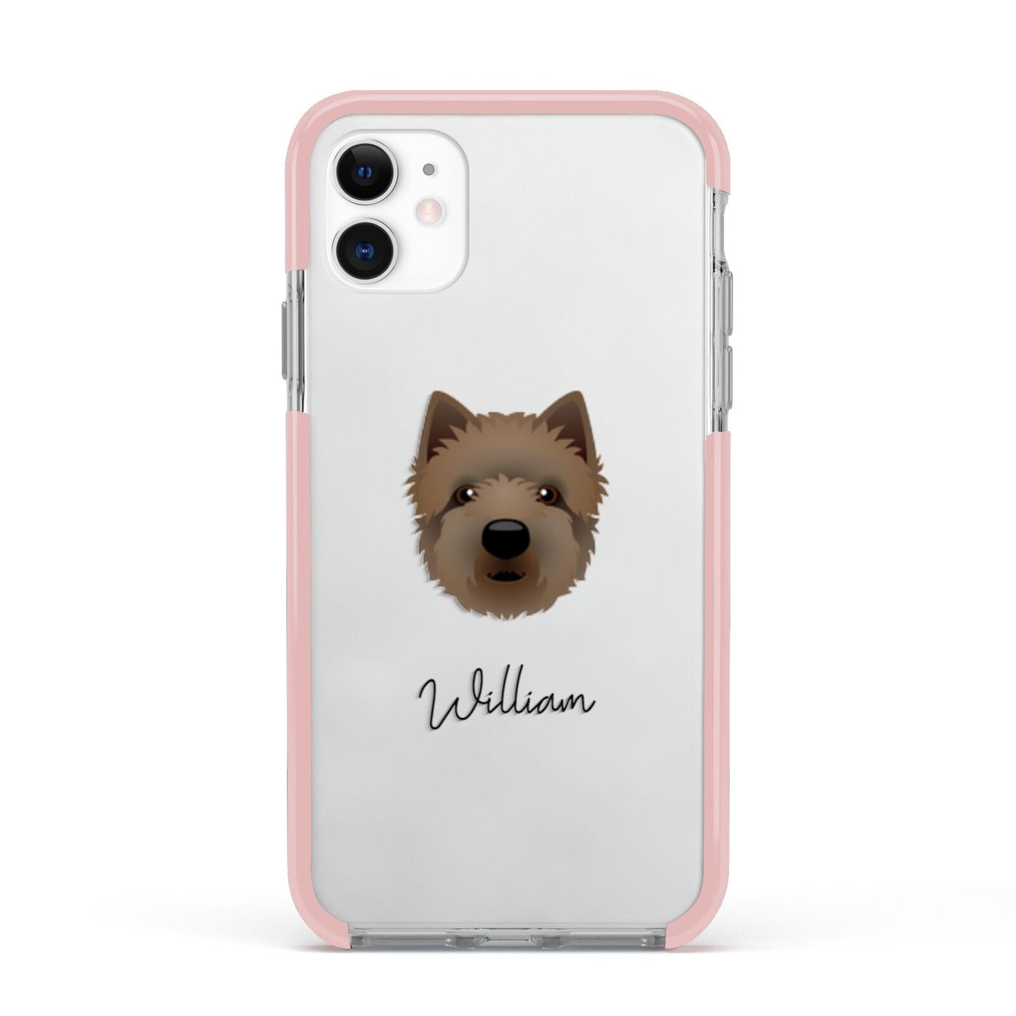 Westiepoo Personalised Apple iPhone 11 in White with Pink Impact Case