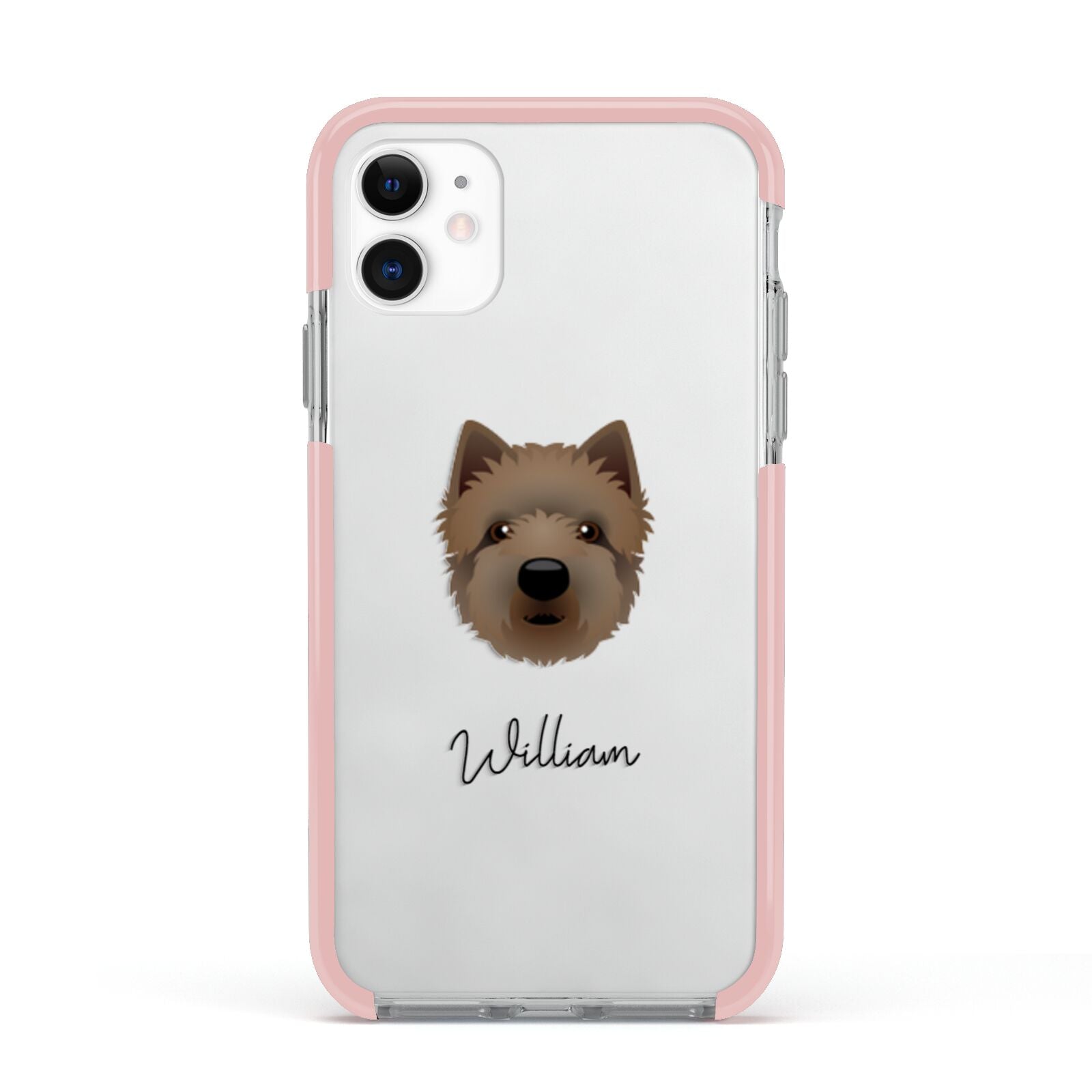 Westiepoo Personalised Apple iPhone 11 in White with Pink Impact Case