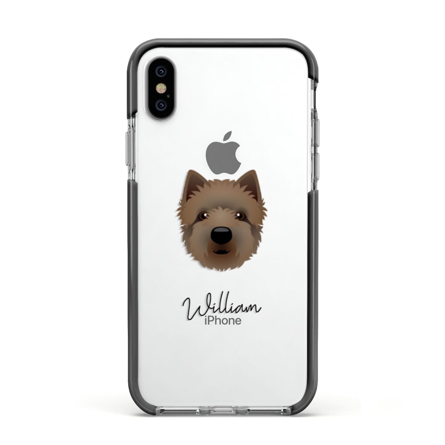 Westiepoo Personalised Apple iPhone Xs Impact Case Black Edge on Silver Phone
