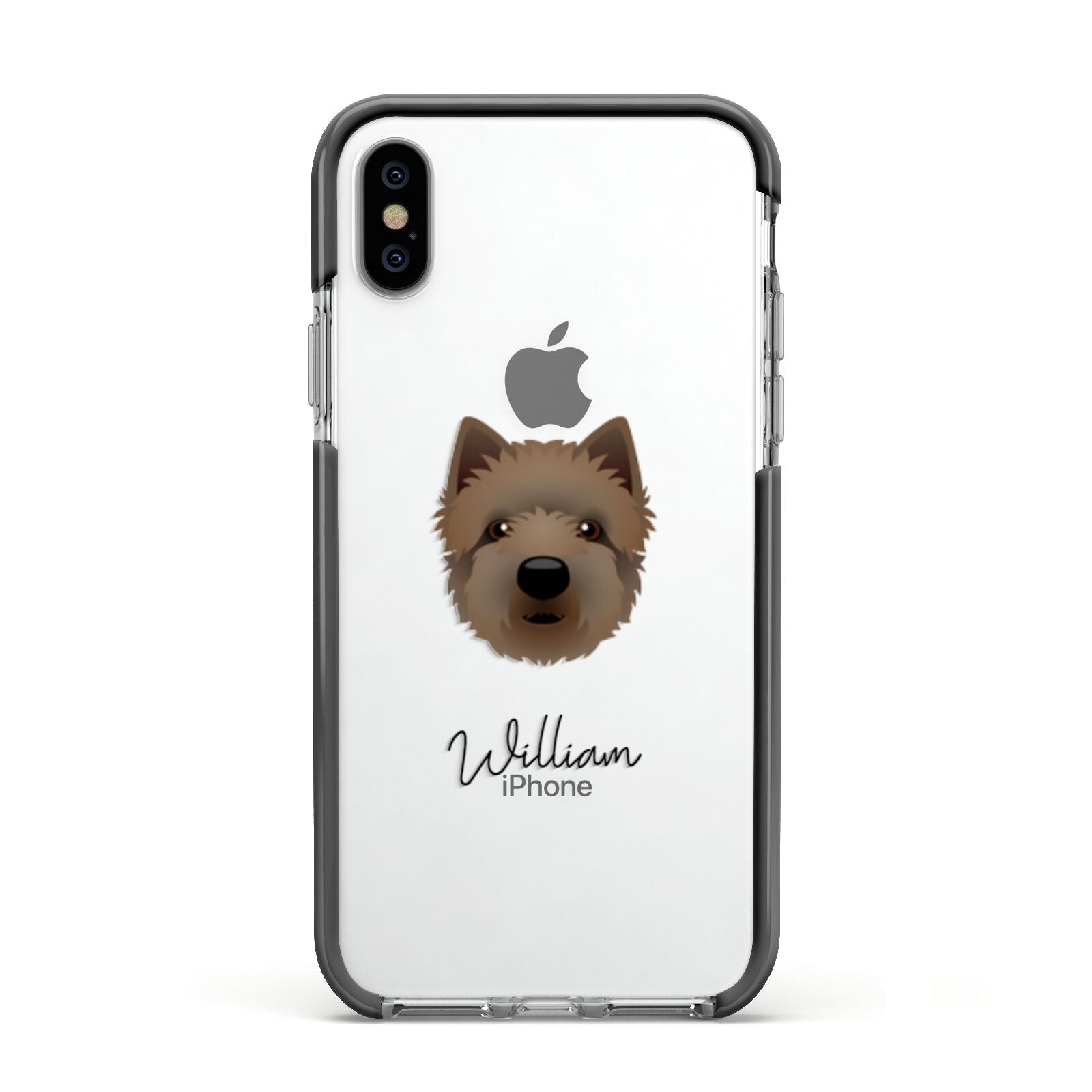 Westiepoo Personalised Apple iPhone Xs Impact Case Black Edge on Silver Phone