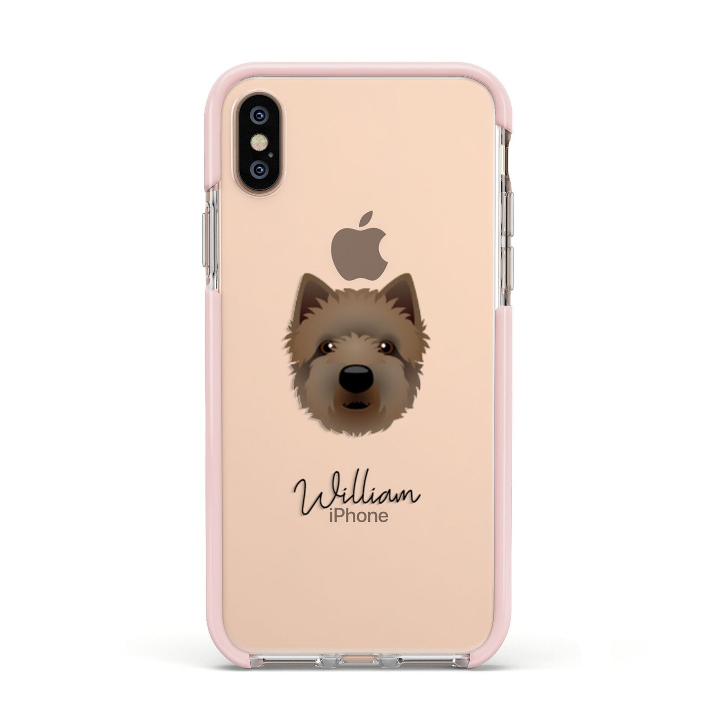 Westiepoo Personalised Apple iPhone Xs Impact Case Pink Edge on Gold Phone