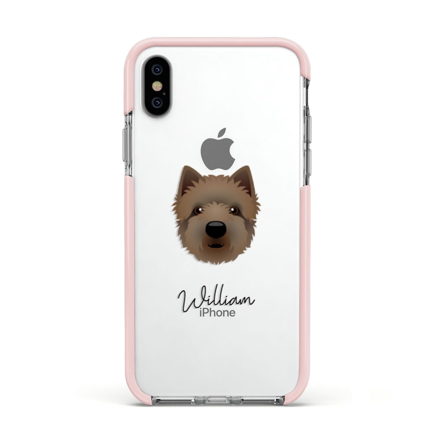 Westiepoo Personalised Apple iPhone Xs Impact Case Pink Edge on Silver Phone